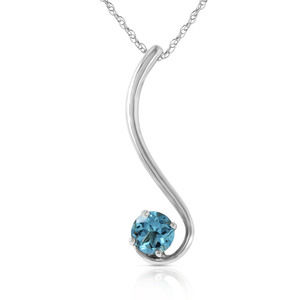 14K. SOLID GOLD NECKLACE WITH NATURAL BLUE TOPAZ (White Gold)